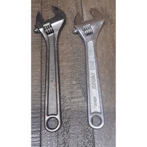 Lot of 2 Adjustable Wrenches 10" Husky & Ohio Forge Heavy Duty Hand Tools